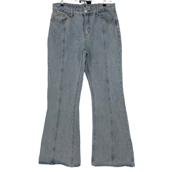 Adika Light Wash Front Seam Flare Jeans with Star Back Pockets Size Large - Picture 1 of 7